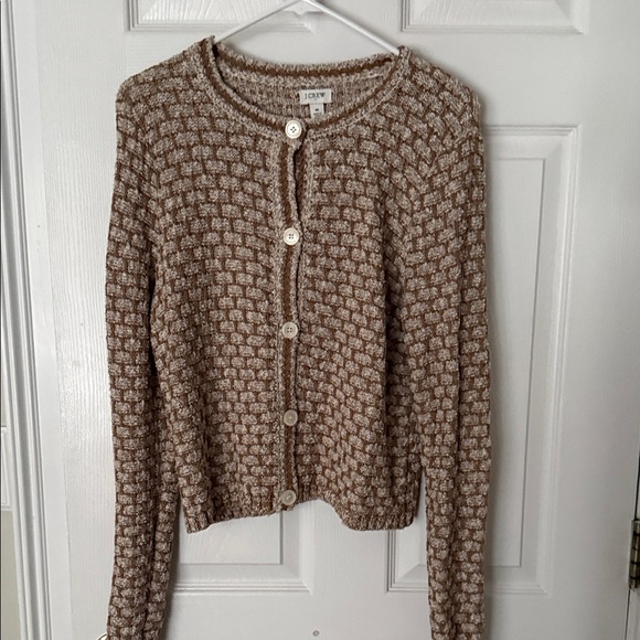 J. Crew Sweaters - J. Crew Cream and Brown Button-Up Textured Cardigan